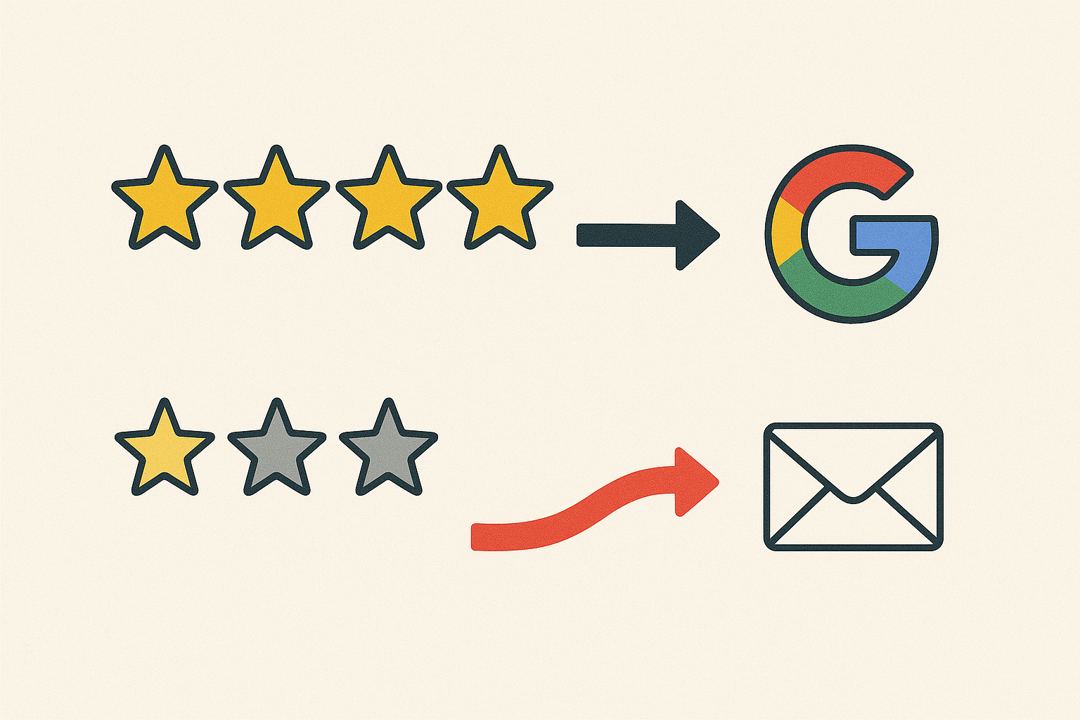 Illustration du parcours de gestion des avis clients